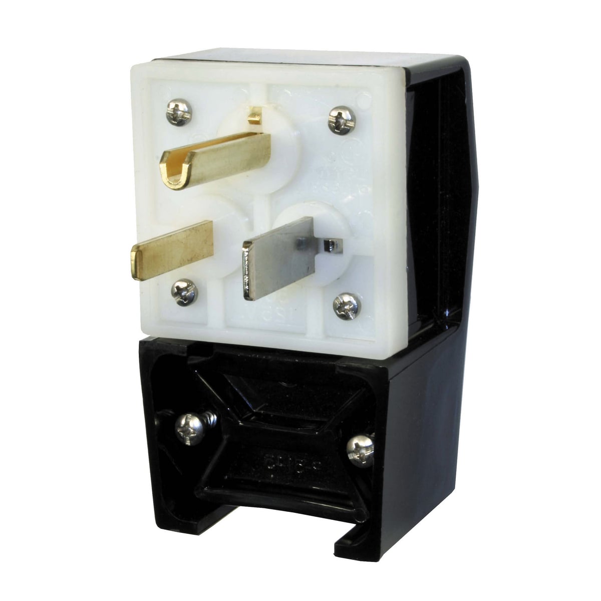 HBL9368 1-Phase Grounding Standard Cord Mount Straight Blade Plug, 250 V AC, 50 A, 2 Poles, 3 Wires, Black