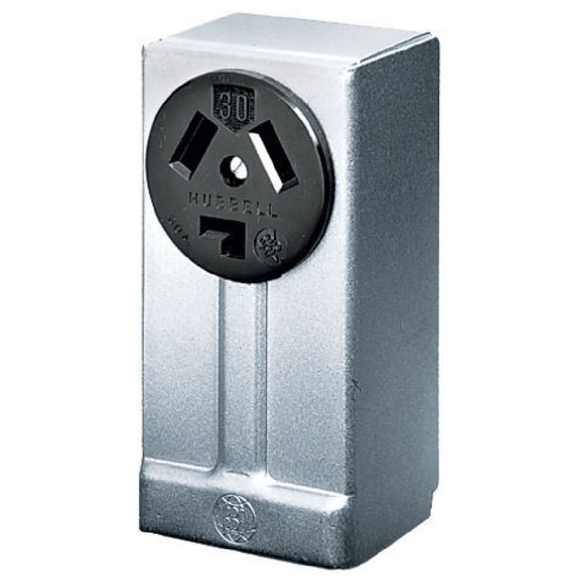 HBL9395 1-Phase Heavy Duty Non-Grounding Standard Screw Mount Straight Blade Receptacle, 125/250 V AC, 30 A, 3 Poles, 3 Wires, Black