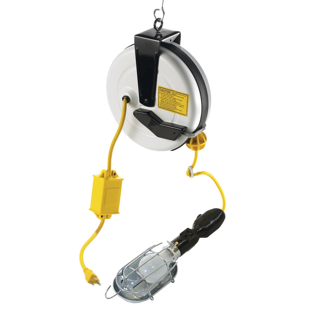 HBLC25163AIN Heavy Duty Commercial Lighted Cord Reel With Hand Lamp and Automatic Shut-Off, 125 VAC, 0.6 A, 25 ft L Cord, 16 to 3 AWG Conductor
