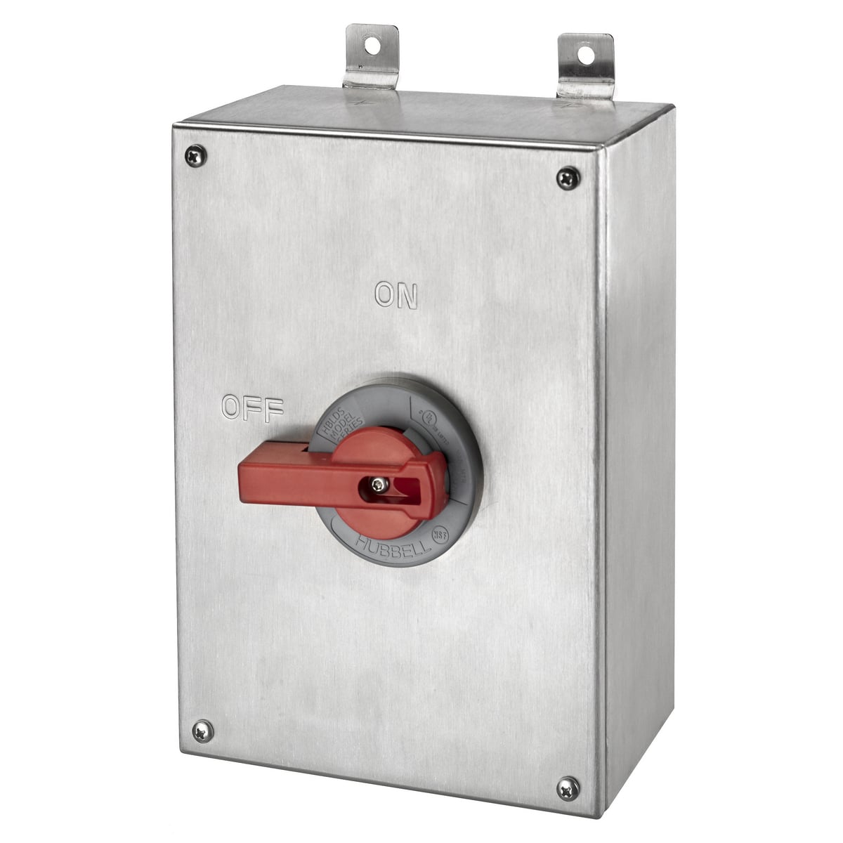 HBLDS10SS 2-Position Industrial Grade Square Top Standard Unfused Disconnect Switch, 600 V, 100 A, 50 hp, 2-Position Contact, 3 Poles