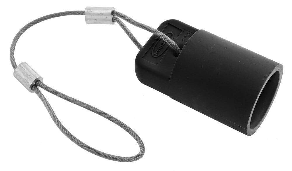 HBLFCAPBK 16 Series 1-Pole Female Heavy Duty Standard SC/PPC Type Cord Mount Pressure Screw Terminal Protective Cap With SC/PPC Cord, For Use With 300/400 A, 600 V AC/250 V DC 1-Pole Plug, Receptacle and Temporary Power Device, Black