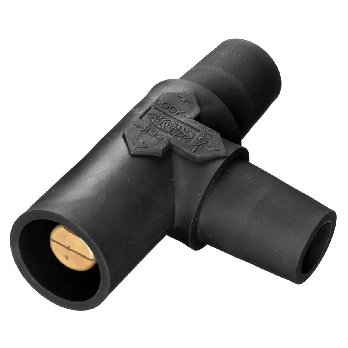 HBLTBK 16 Series Heavy Duty Industrial Grade Pre-Wired Standard Tapping Tee, 600 V AC/250 V DC, 400 A, Female x Female x Male Connection, Elastomer Housing