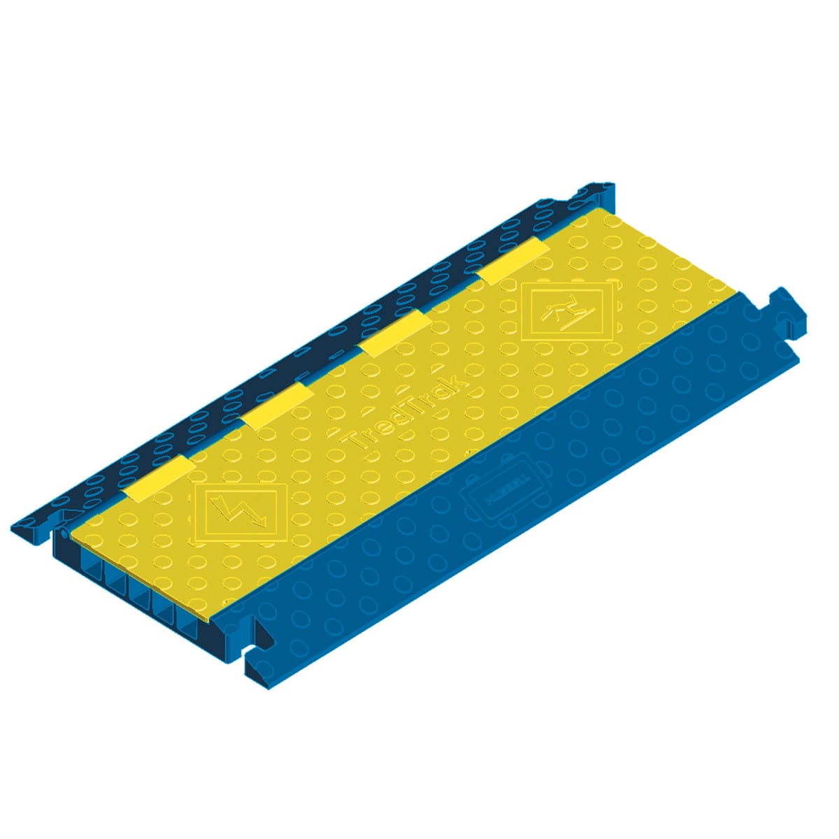 HBLTRED5B HI-IMPACT Standard Cable Protector, 3 ft OAL x 17-1/2 in OAW x 1.95 in OAH, 5 Channel, Blue/Yellow