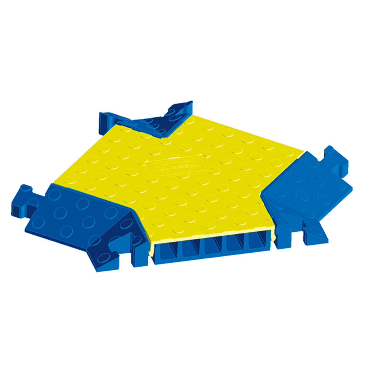 HBLTRED5YB Non-Mounted Standard Channel Fitting, 17-1/2 in OAL x 17-1/2 in OAW x 1.95 in OAH, 5 Channel, Blue/Yellow