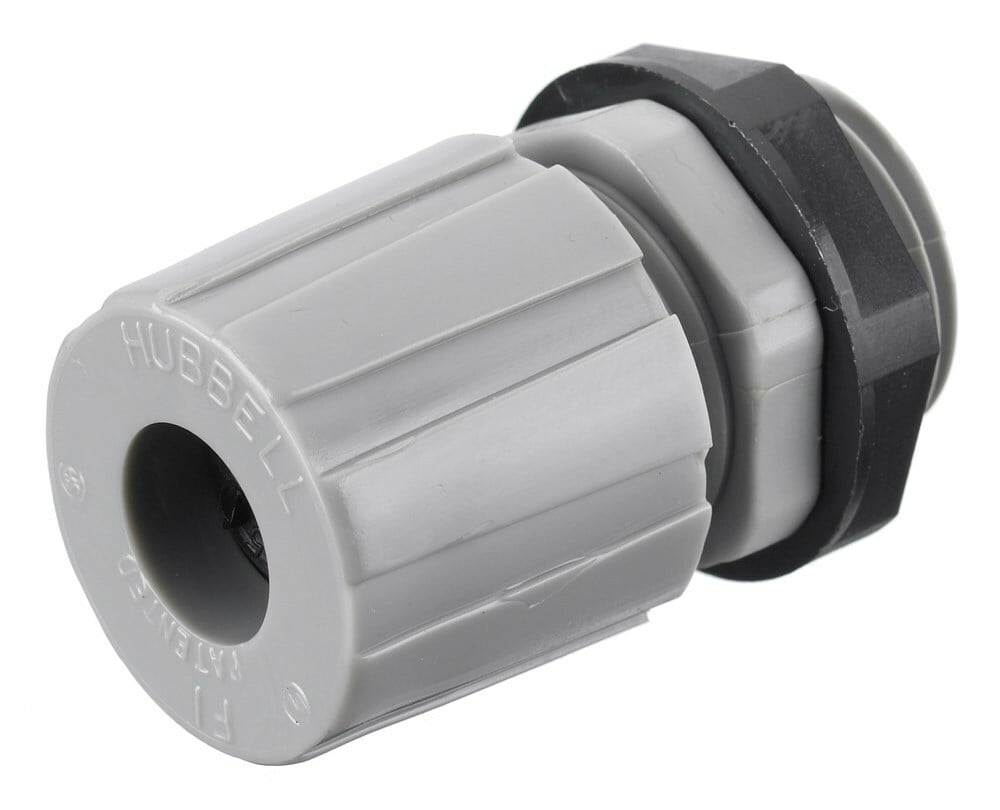 HJ1003GPK25 Miniature Standard Straight Cord Connector, 1/4 in Trade, (1) Conductors, 0.20 to 0.27 in Cable Openings, Nylon