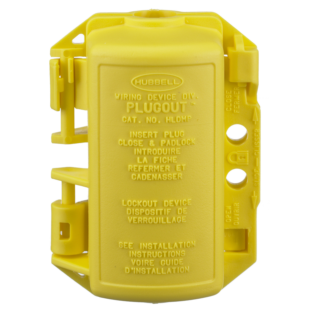 HLDMP Small Lockout Device, For Use With 15 and 20 A Straight Blade Plugs and 15 A Twist-Lock Plugs, 0.79 in to 1.73 in Plug, 0.64 in Dia Cord, Polypropylene, Yellow
