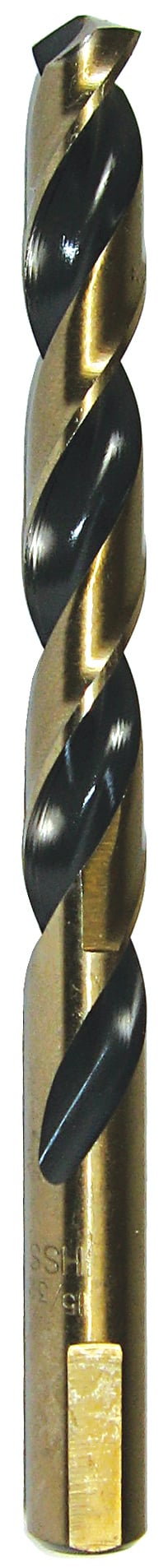 HS20 1-Piece Heavy Duty Jobber Drill Bit, 5/16 in Drill - Fraction, 0.3125 in Drill - Decimal Inch, 135 deg Point, M2 HSS, Black/Gold