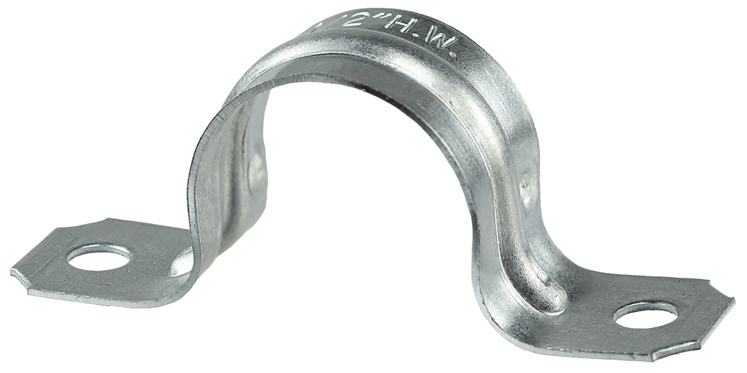 HW401 2-Hole Conduit Strap, 1/2 in, Steel, Zinc Plated