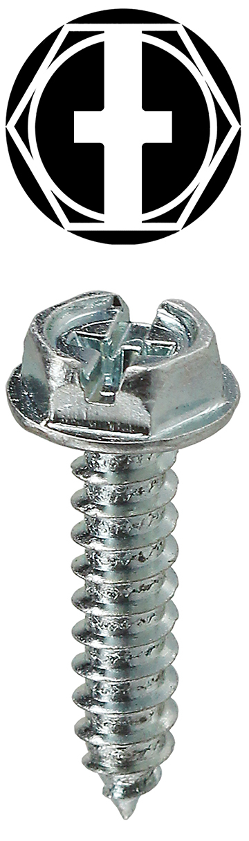 HWSMS82 Sheet Metal Screw, #8, 2 in OAL, Hex Washer Head, Phillips/Slotted Drive, Steel, Zinc Plated