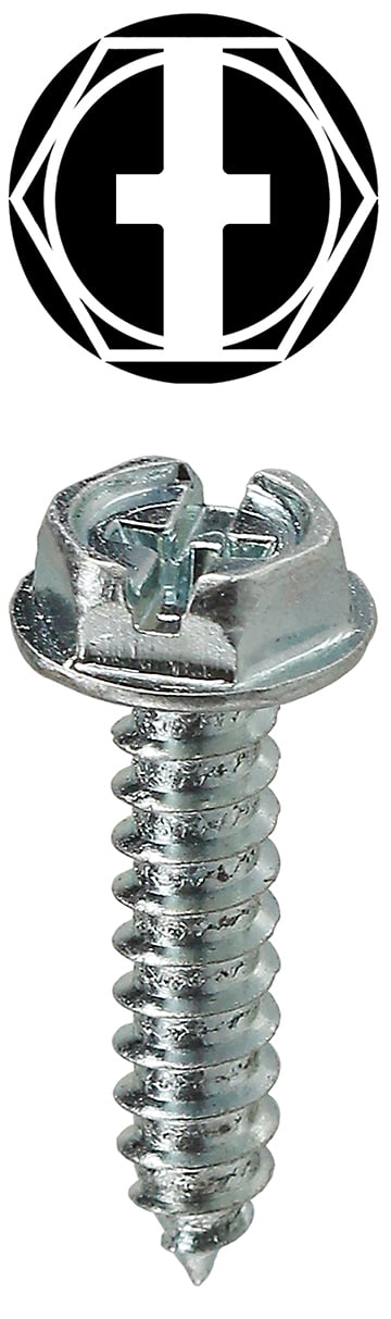 HWSMS834 Sheet Metal Screw With Washer, #8, 3/4 in OAL, Hex Washer Head, Phillips/Slotted Drive, Steel, Zinc Plated