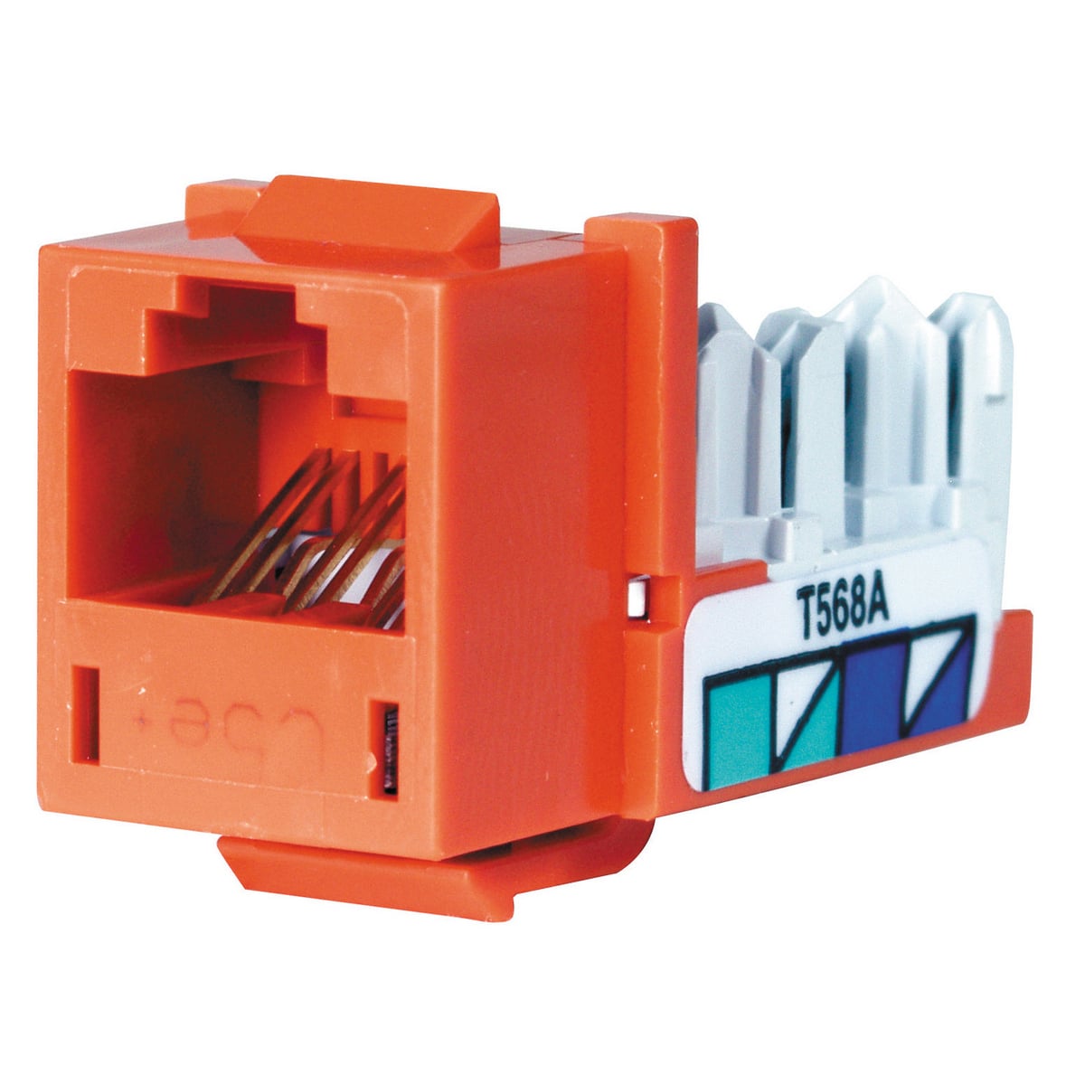 HXJ5EOR 8-Position Standard Universal A/B Jack, Cat 5e Module, Snap-Fit Mount, Orange
