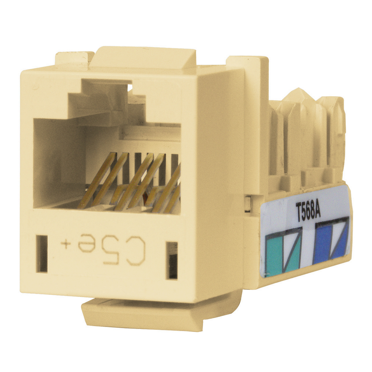 HXJ5ETI 8-Position Standard Universal A/B Jack, Cat 5e Module, Snap-Fit Mount, Telco Ivory