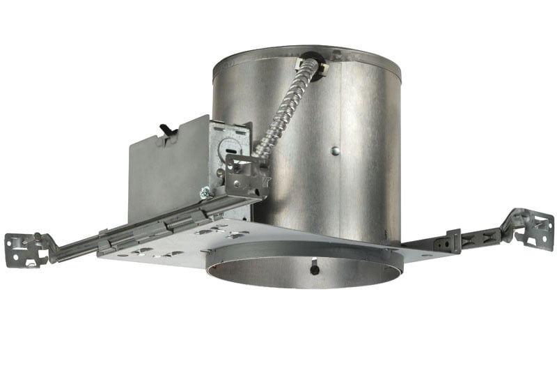 IC23 Adjustable New Construction Round Downlight Housing, Incandescent Lamp, Insulated Insulation, 120 V AC, 6-7/8 in Ceiling Opening, Galvanized Steel Housing