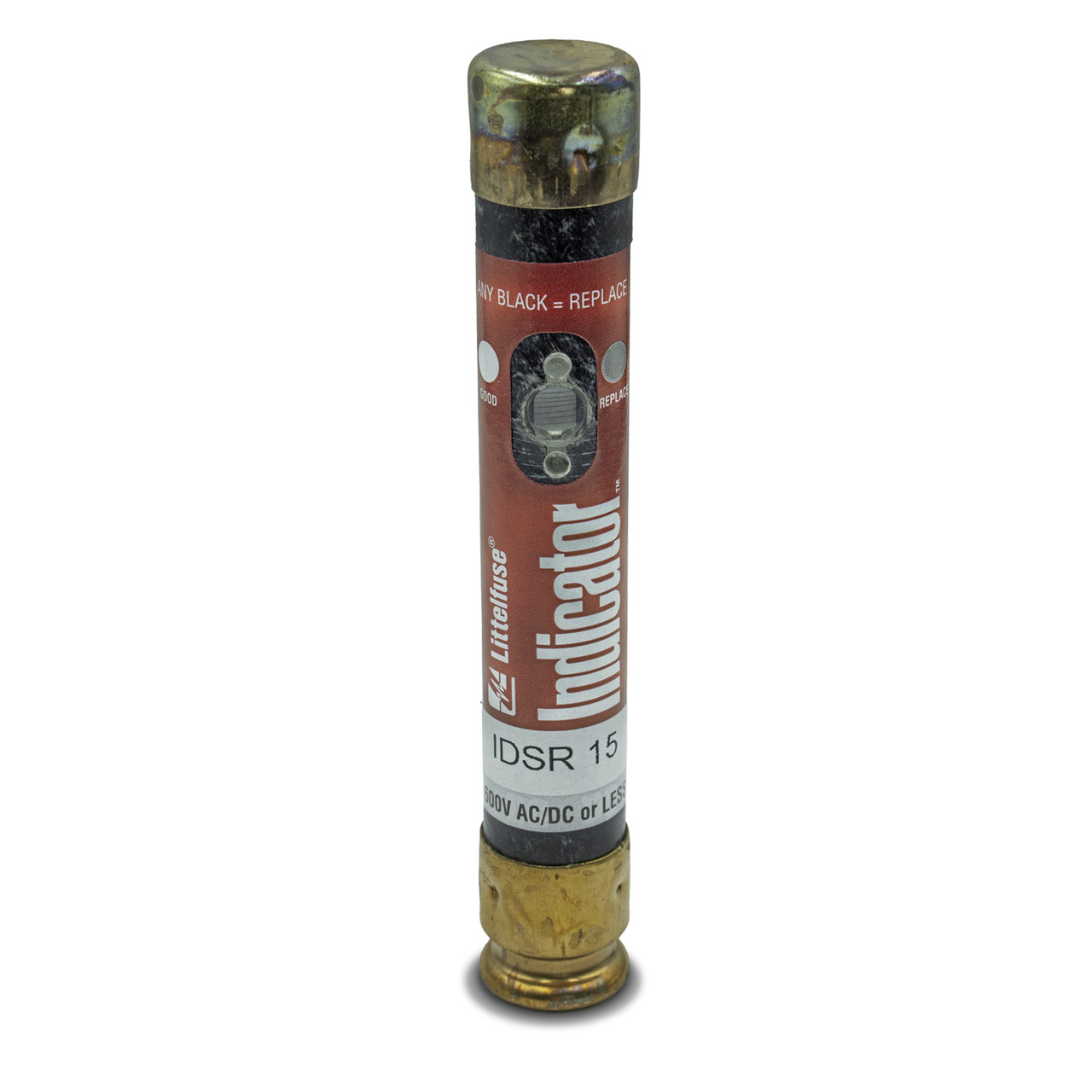 IDSR015 Powr-Gard Current Limiting Time Delay Fuse, 15 A, 600 V AC/DC, 200/20 kA Interrupt, RK5 Class, Cylindrical Body