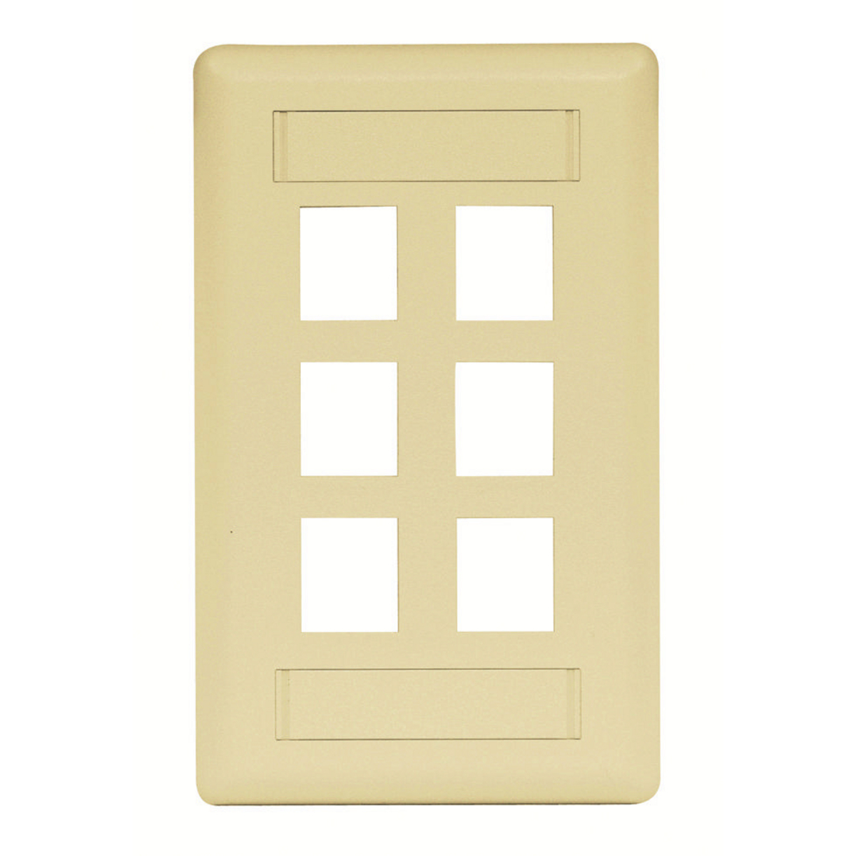 IFP16TI Keystone Molded Rear Load Standard Faceplate With Label Fields, 1 Gangs, 6 Ports, Data/Video/Voice Module, Fastened Mount, ABS
