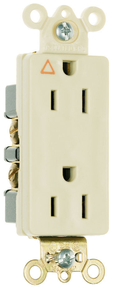 IG26362 20 Amp 125V  Isolated Ground Decorator Duplex Receptacle, Back and Side Wire, Orange