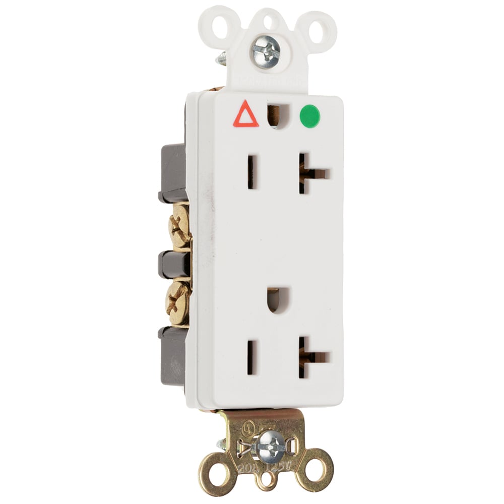 IG26362HGW Isolated Ground Heavy Duty Decorator Receptacle, Back and Side Wire, 20 Amp, 125V, White