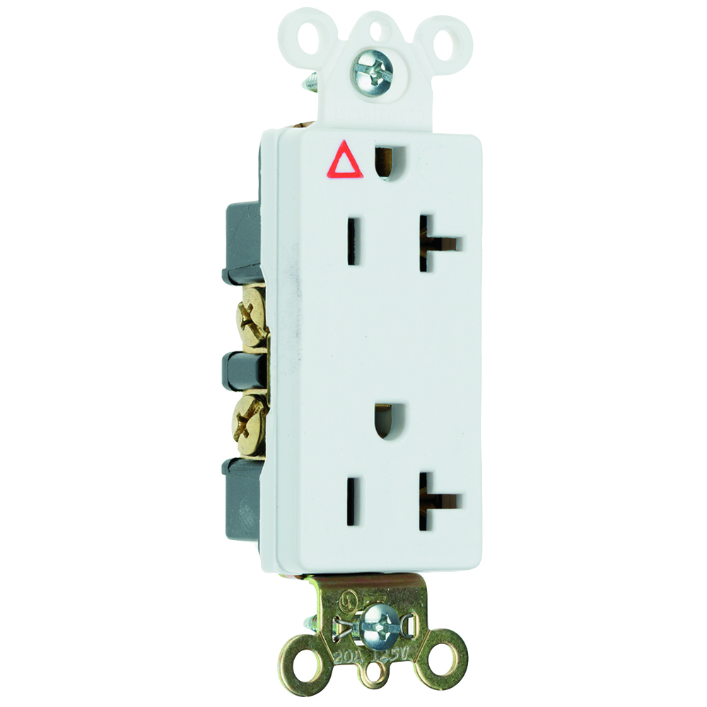 IG26362W 20 Amp 125V  Isolated Ground Decorator Duplex Receptacle, Back and Side Wire, White