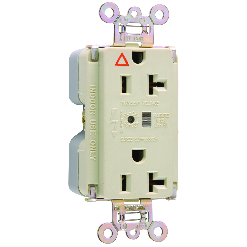 IG5362ISP 20 Amp 125V Isolated Ground Surge Protective Duplex Receptacle, Back and Side Wire, Ivory