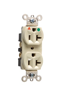 IG8300LA 20 Amp 125V Heavy Duty Hospital-Grade Isolated Ground Duplex Receptacle, Back and Side Wire, Light Almond