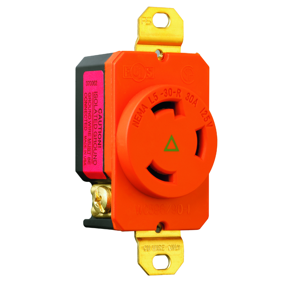 IGL530R 30A NEMA L530 Single Receptacle, Orange, Isolated Ground