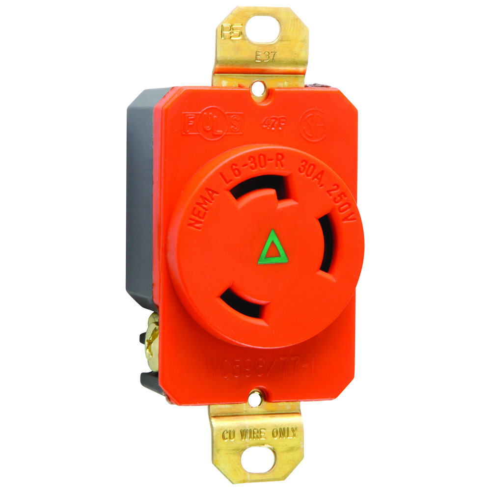 IGL630R 30A NEMA L630 Single Receptacle, Orange, Isolated Ground