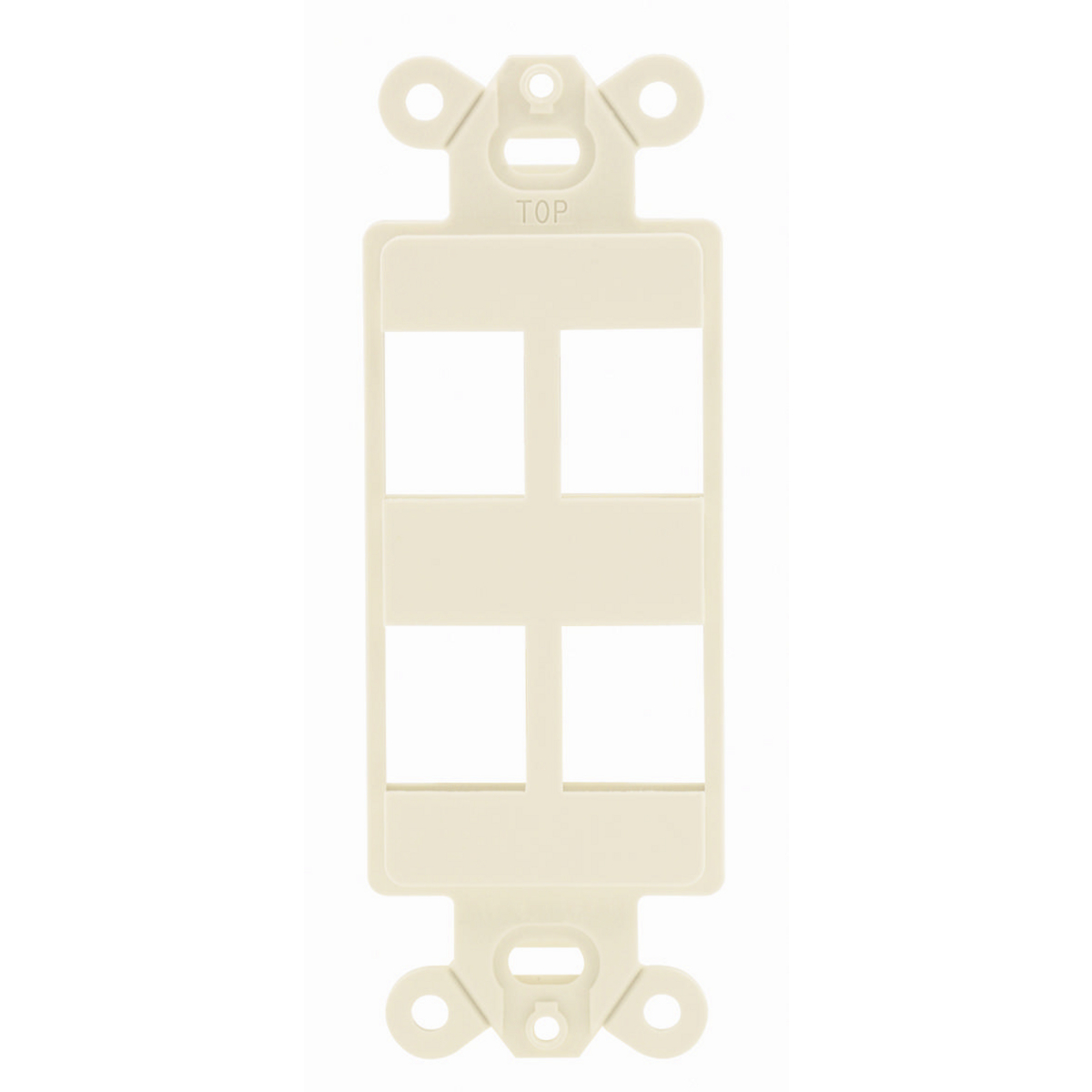 ISF4EI Standard Unloaded Tamper-Resistant Decorator Outlet Frame, 1 Gang, 4 Ports, ABS, Electric Ivory, For Use With Standard GFCI Receptacle