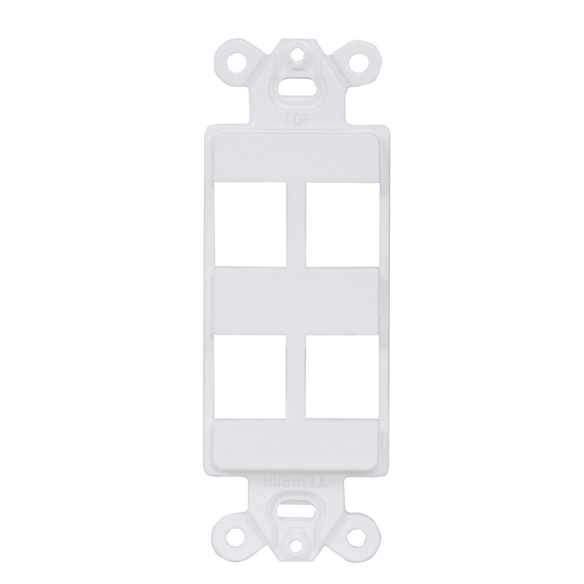 ISF4W Standard Unloaded Tamper-Resistant Decorator Outlet Frame, 1 Gang, 4 Ports, ABS, White, For Use With Standard GFCI Receptacle