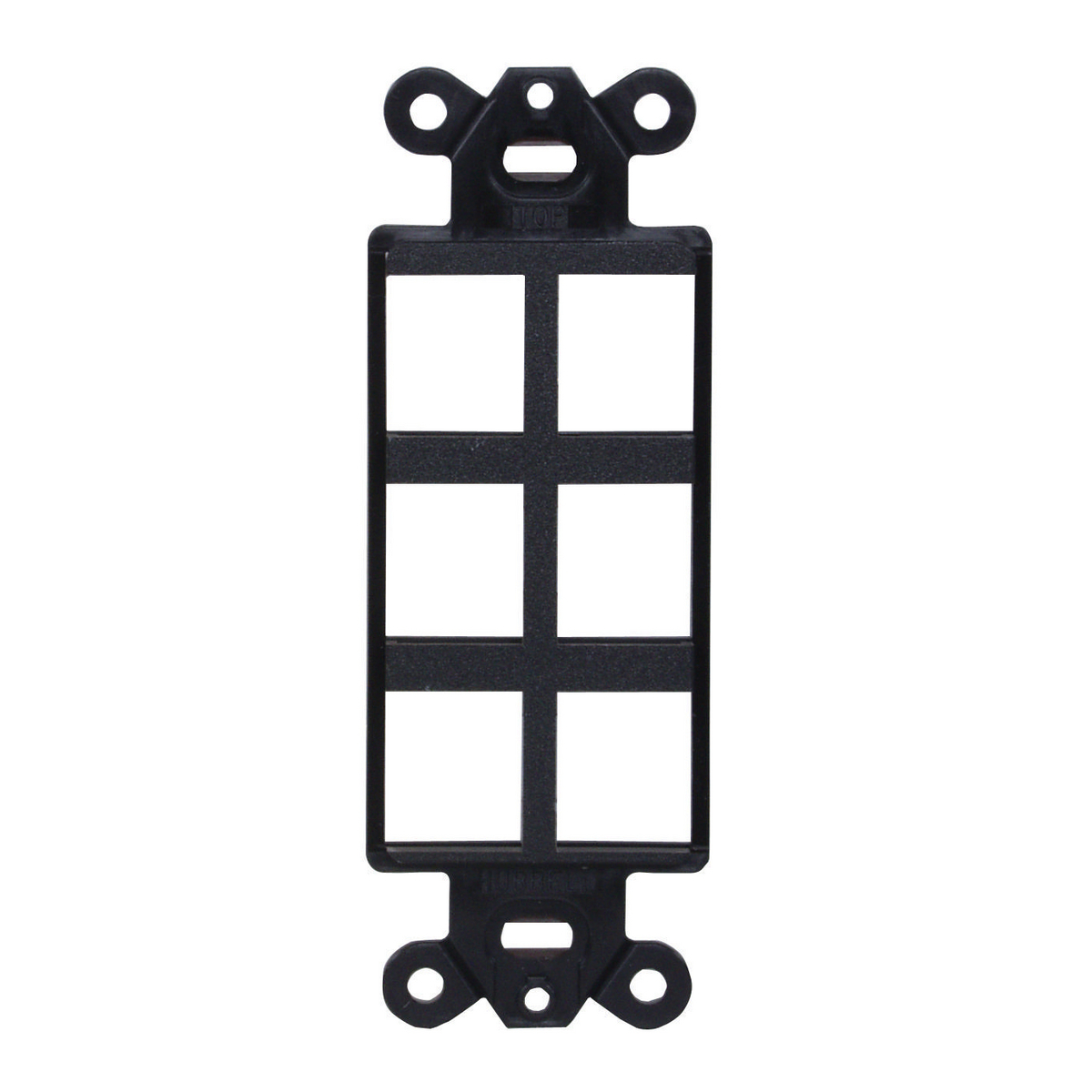 ISF6BK Unloaded Decorator Outlet Frame, 1 Gang, 6 Ports, ABS, Black, For Use With Data, Fiber, Audio/Video Connector