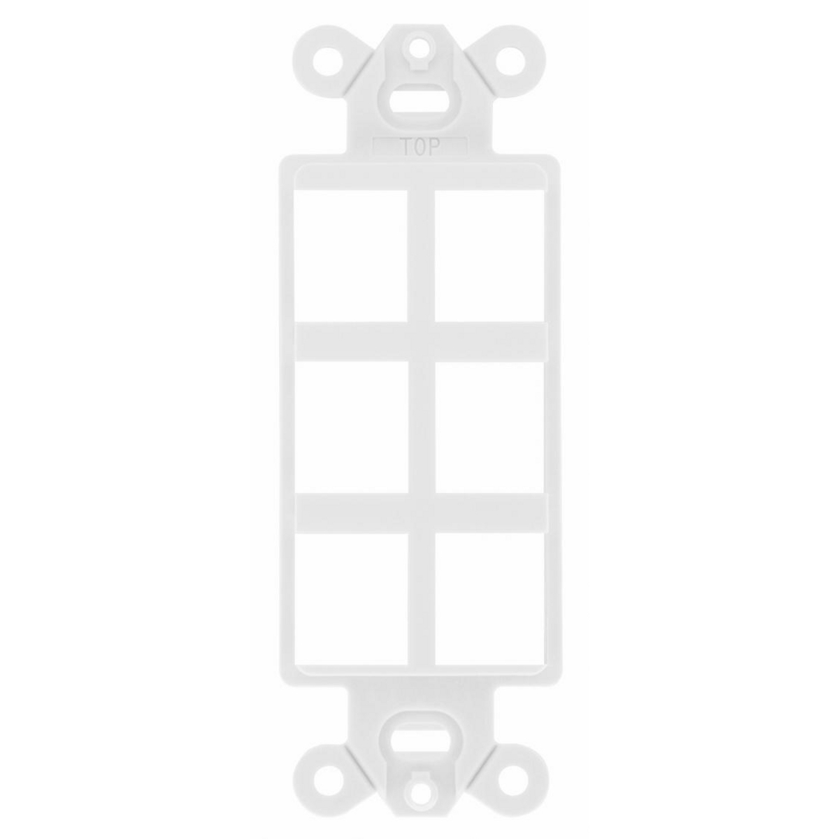 ISF6W Unloaded Decorator Outlet Frame, 1 Gang, 6 Ports, ABS, White, For Use With Data, Fiber, Audio/Video Connector
