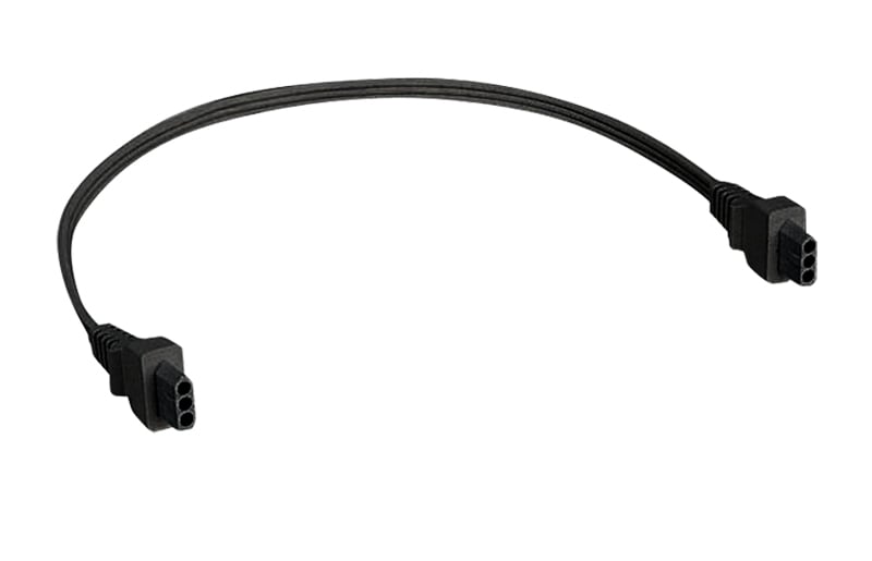 JC3 8IN BL 3-Wire Indoor Jumper Cord, 8 in, For Use With Pro-Series LED, Fluorescent, Halogen, Xenon Undercabinet Fixtures, Black