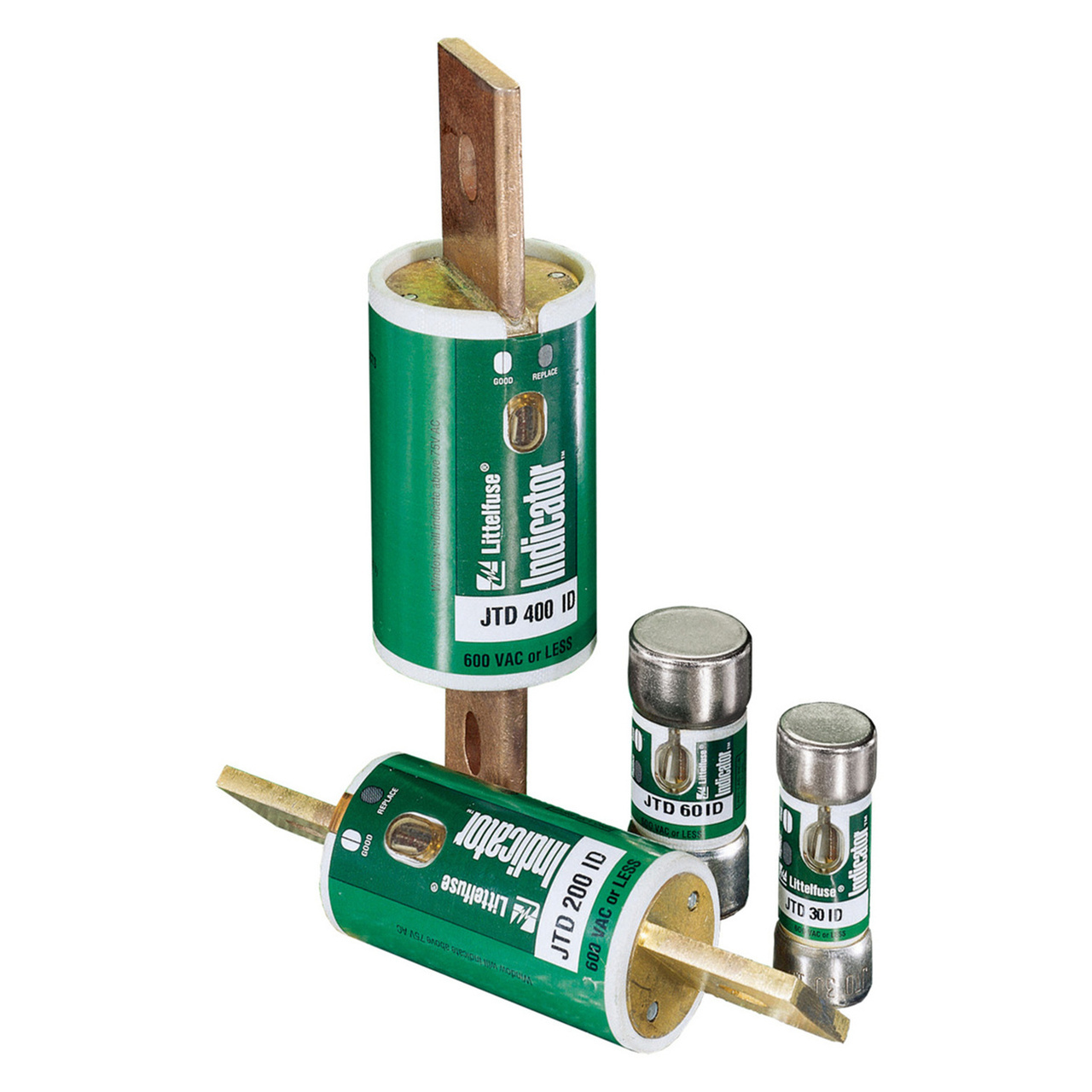 JTD.800ID Powr-Gard Current Limiting Time Delay Fuse, 0.8 A, 600 V AC/300 V DC, 200/20 kA Interrupt, J Class, Cartridge Body