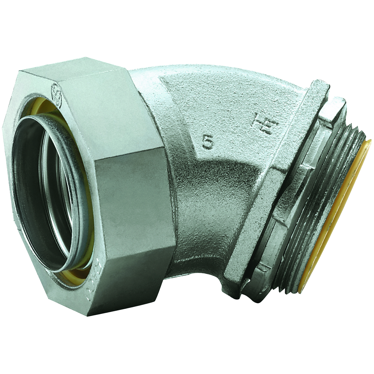 K07541 K Series Insulated Liquidtight Connector, 3/4 in Trade, 45 deg, Malleable Iron/Steel, Electro-Plated Zinc