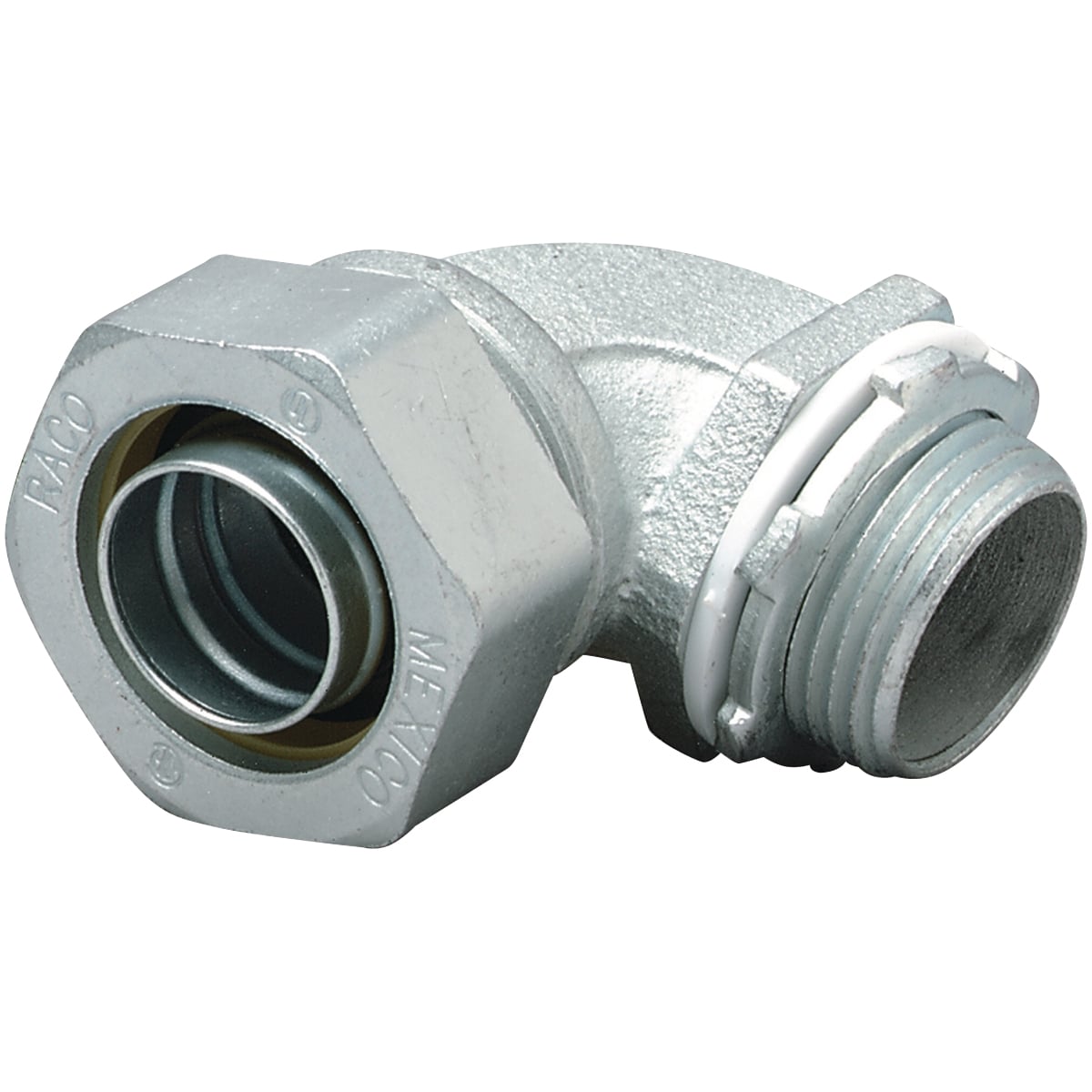 K1009 K Series Bare Non-Insulated Liquidtight Connector, 1 in Trade, 90 deg, Malleable Iron/Steel, Electro-Plated Zinc