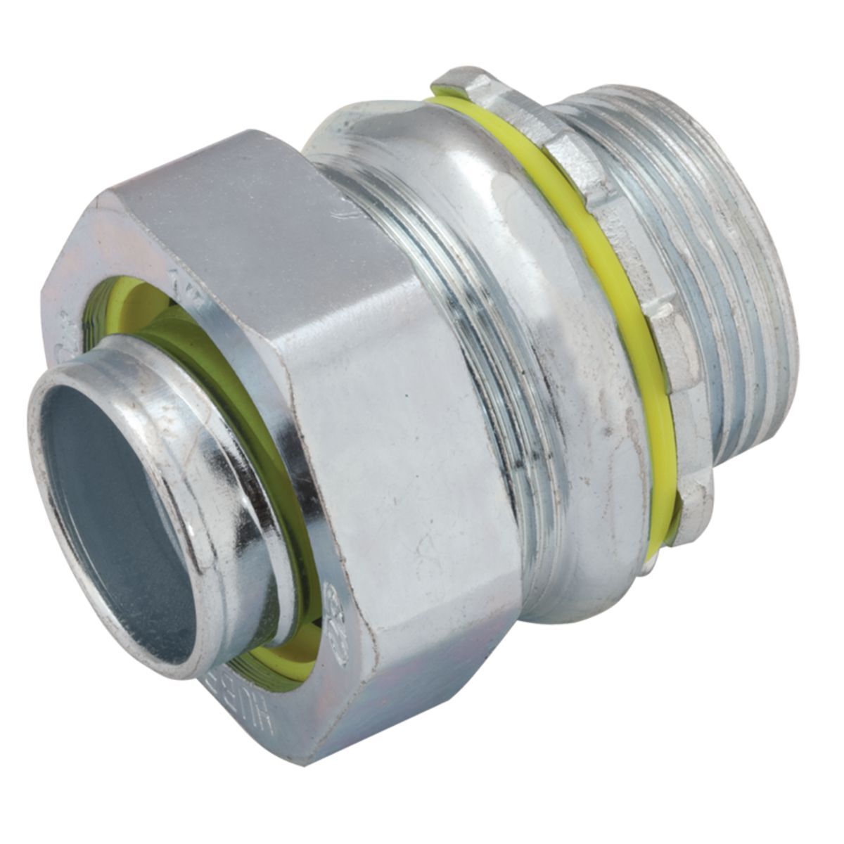 K200 Bare Non-Insulated Straight Conduit Connector, 2 in Trade, Malleable Iron/Steel, Electro-Plated Zinc