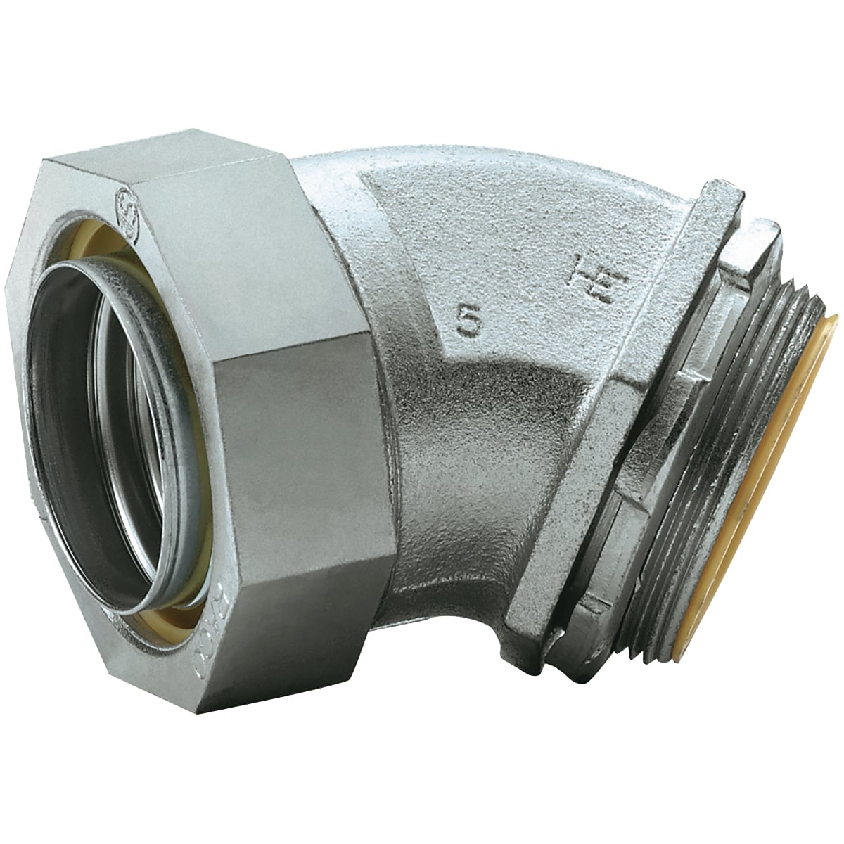 K20041 K Series Insulated Liquidtight Connector, 2 in Trade, 45 deg, Malleable Iron/Steel, Electro-Plated Zinc