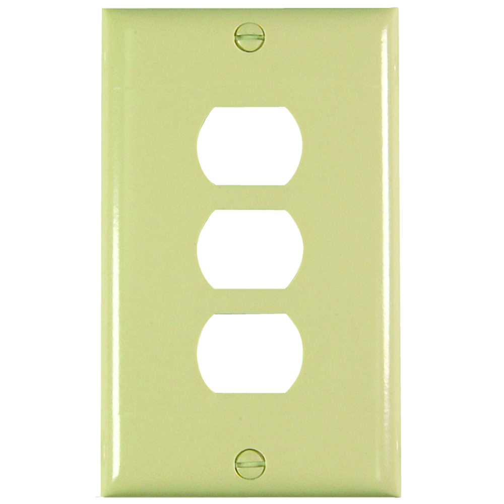 K3I 1-Gang Thermoset Wall Plate, 3 Horizontal Despard Openings, Ivory