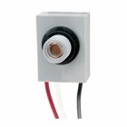 The 120V 50/60Hz 1800W "T" FIX MOUNT The K4000 Series Fixed Position Mounting Photo Controls are thermal-type photo controls that fit into a standard outlet box, post lamp, or wall pack. The photo controls provide dusk-to-dawn lighting control, along with a delay action, which eliminates loads switching OFF due to car headlights and lightning. The thermal-type controls feature a cadmium sulfide photocell and a sonic-welded polycarbonate case and lens to seal out moisture. The design utilizes a dual temperature compensating bi-metal and composite resistor for reliable long life operation over ambient temperature extremes.