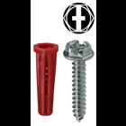 Anchor Kit, #10 x 1 IN Size, 201 pieces, Nylon material, 1/4 in. drill size, includes (100) #10 x 1 IN Hex/Phillips/Slotted Head Sheet Metal Screw and (100) #22 Red Collar Anchor and (1) Carbide Masonry Drill