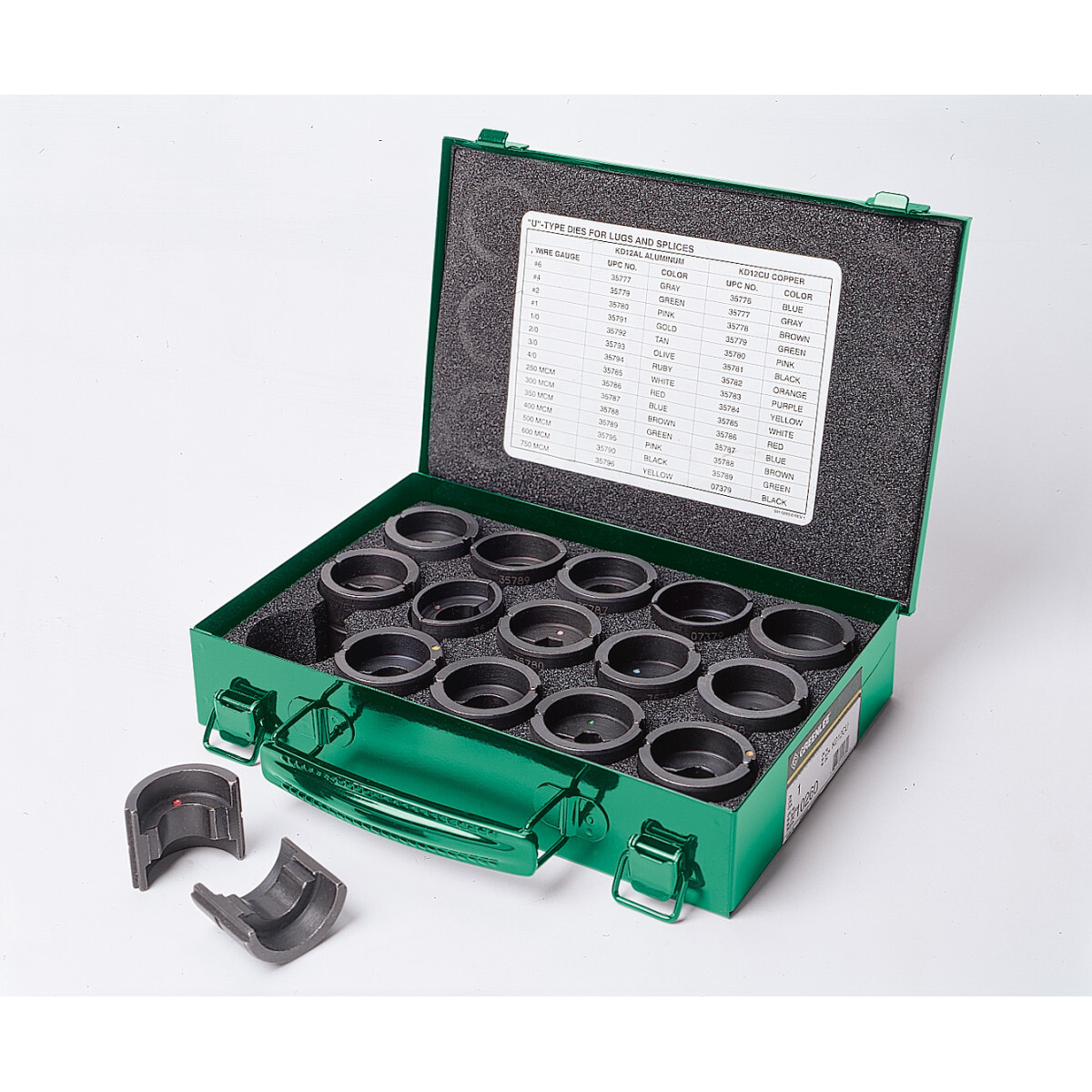 KD12AL U Style Crimping Die Kit, 16 Pieces, Aluminum