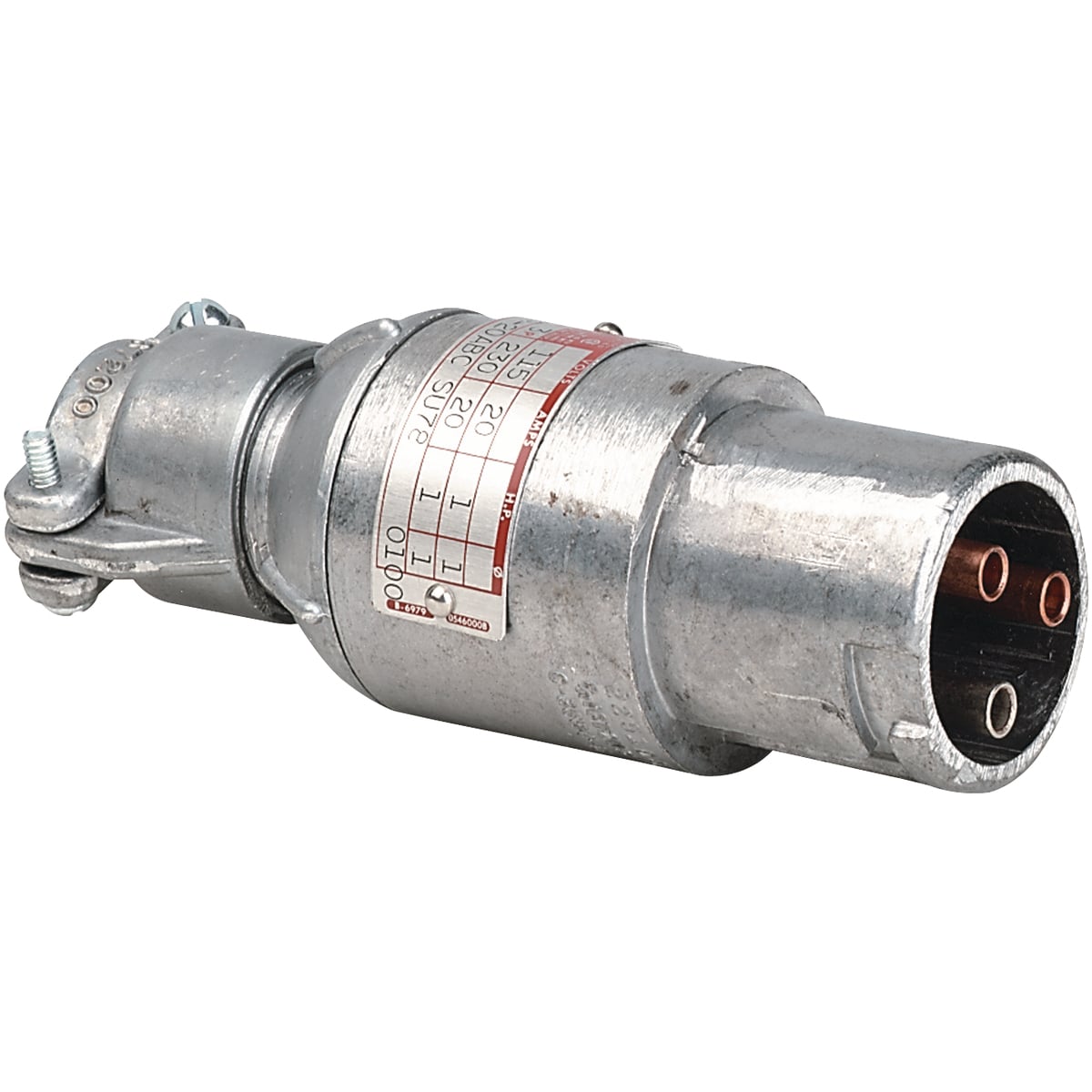 KP-20ABC KP Series 1-Phase Pin and Sleeve Plug With (3) Grommets, 115/230 V AC, 20 A, 3 Poles, 2 Wires, Gray
