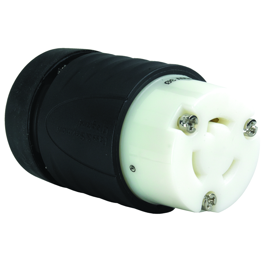 L1120C 20 Amp NEMA Connector L1120, Black Back, White Front Body