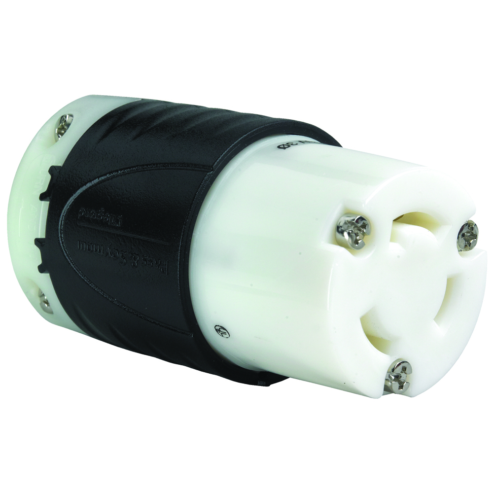L1130C 30A NEMA L1130 Connector - Black Back, White Front Body