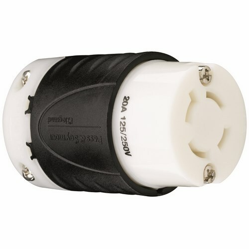 L1420C 20 Amp NEMA Connector L1420 - Black Back, White Front Body