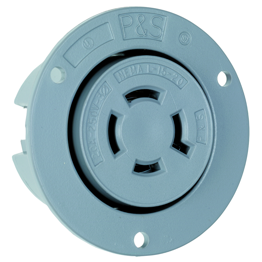 L1520FO 20 Amp NEMA L1520 Outlet, Gray