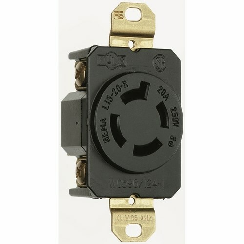 L1520R 20 Amp 250V NEMA L1520 Single Receptacle, 4-Wire 3-Phase, Black