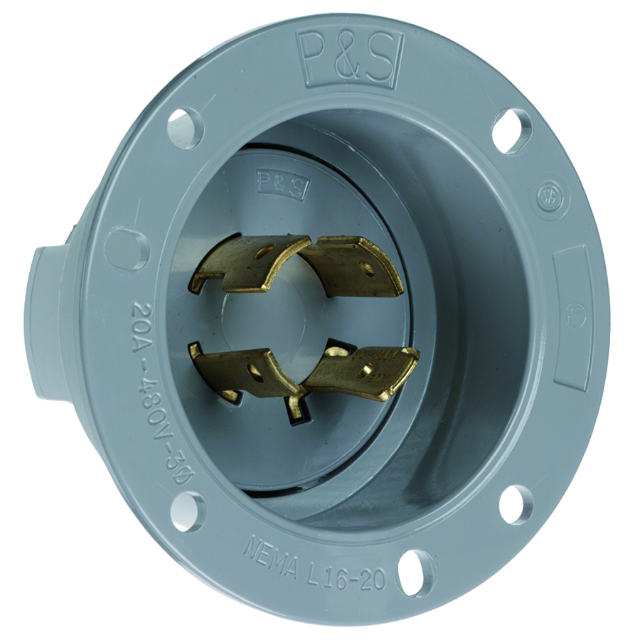 L1620FI 20 Amp NEMA L1620 Inlet, Gray