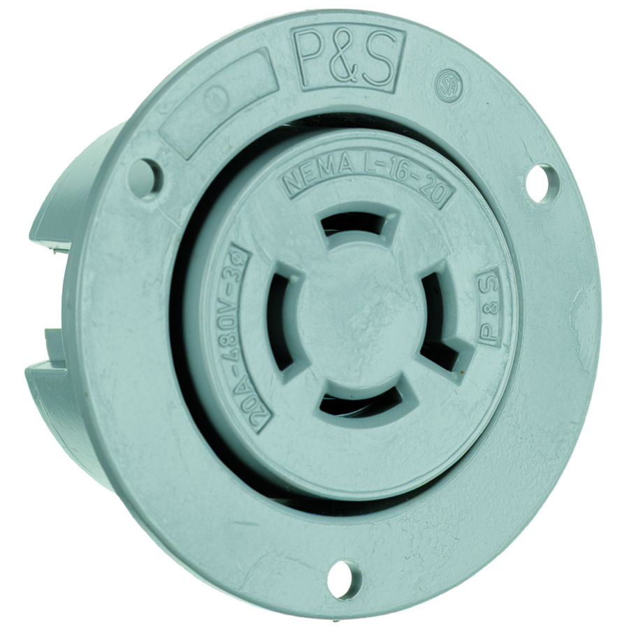 L1620FO 20 Amp NEMA L1620 Outlet, Gray