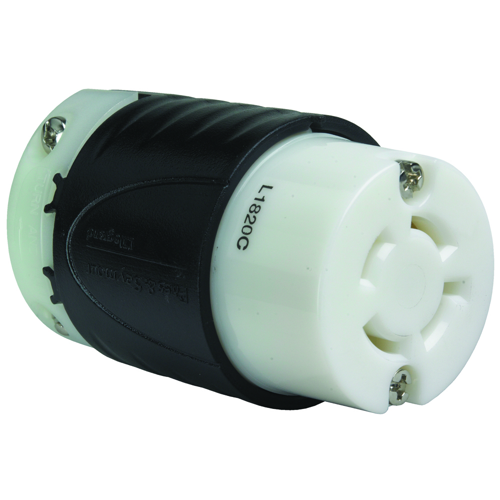 L1820C 20 Amp NEMA Connector L1820 - Black Back, White Front Body
