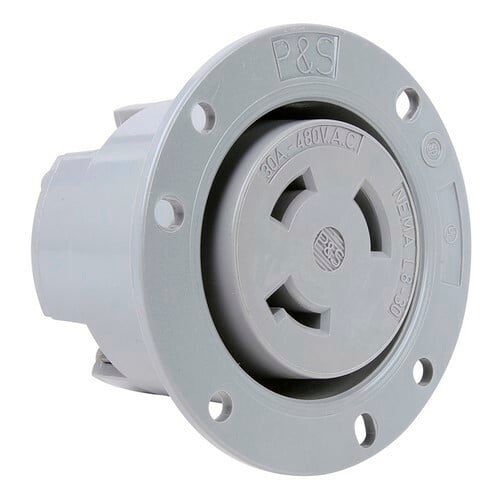 L1830FO 30A NEMA L1830 Flanged Outlet, Gray